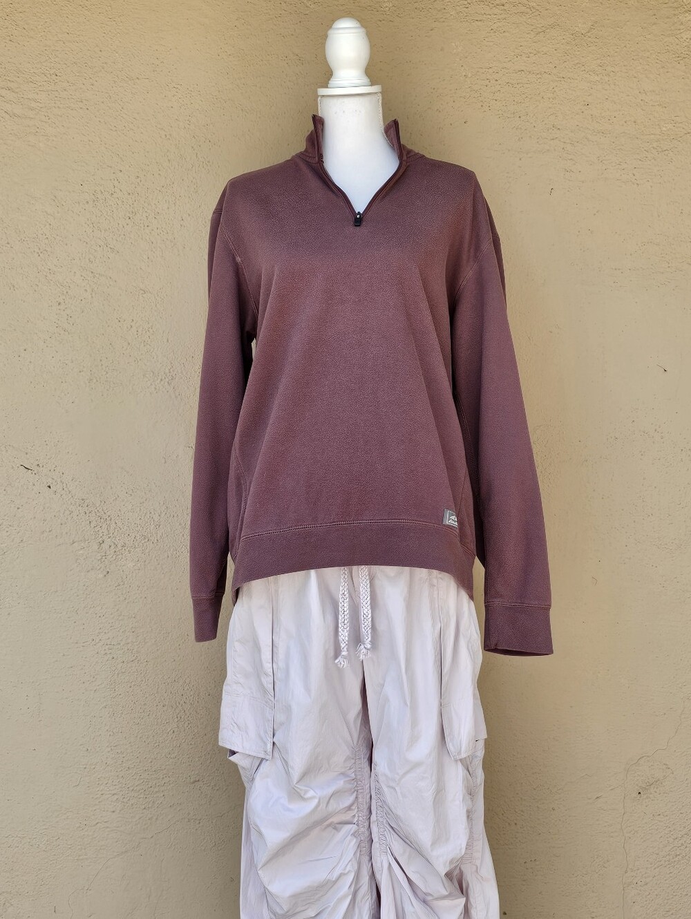 Eddie Bauer Burgundy Half Zip Cotton Blend Pull Over Sz M